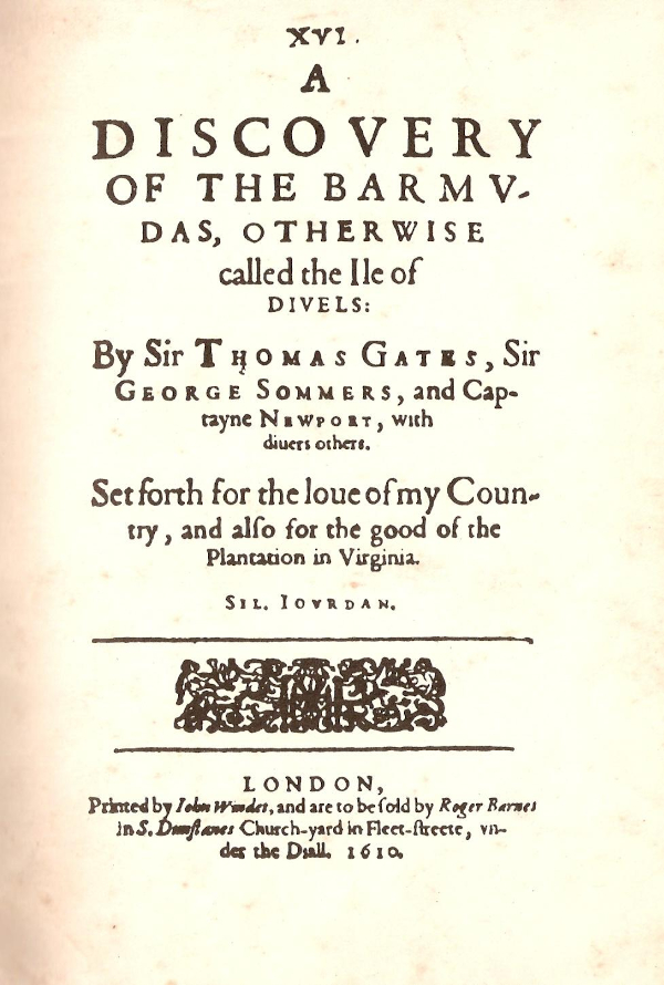 Титульная страница рассказа A Discovery of the Bermudas, Otherwise Called the Isle of Divels Титульная страница рассказа A Discovery of the Bermudas, Otherwise Called the Isle of Divels
